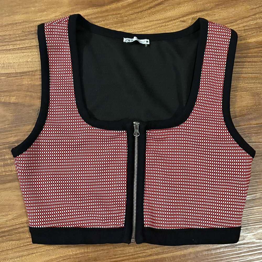 Zara Red and Black Crop Top